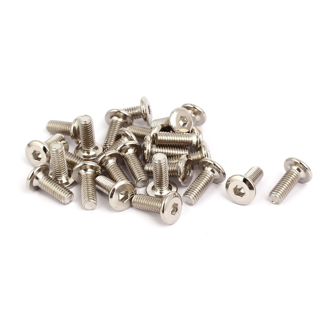 Sourcingmap M6x15mm Metal Nickel Plated Hex Socket Head Furniture Screws Bolts 25pcs