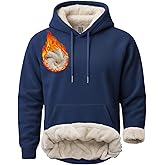 Boladeci Men's Sherpa Hoodie Pullover Heavyweight Thermal Fleece Lined Hooded Sweatshirt for Cold Weather Warm