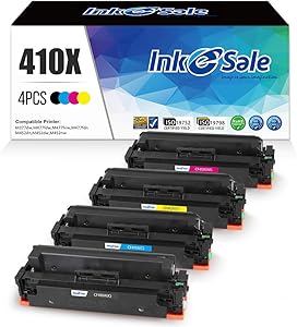 INK E-SALE Compatible Toner Cartridge Replacement for HP 410X CF410X 410A CF410A (KCMY, 4 Packs), for use with HP Color Laserjet Pro MFP M477fdn M477fnw M477fdw M477 M452nw M452dn M452dw M452