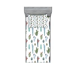 Ambesonne Cactus Fitted Sheet & Pillow Sham