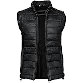 Rabbaniz Distressed Quilted Puffer Down Leather Vest Men | Lightweight Distressed Brown vest | Leather Down Puffer Vest