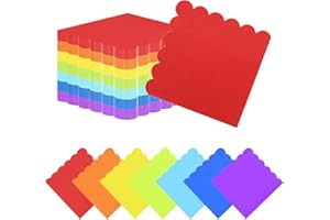 140 Pieces Multicolor Rainbow Cocktail Disposable Beverage Wavy Flower Edge Napkins Soft and Absorbent Paper Napkins for Dinn