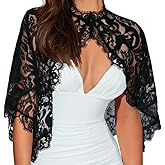 JAKAWIN Lace Capelets Wedding Shawl Wrap Formal Dressy Bridal Bolero Shrug for Women