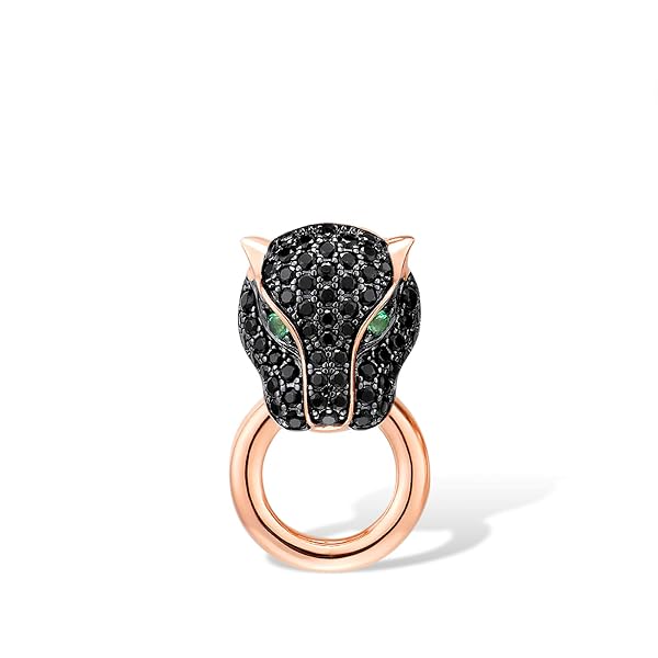 Panther Ring Sterling Silver - Leopard Design With Green Spinel & Cubic Zirconia, 925 Silver, Rose Gold Plated - View #4