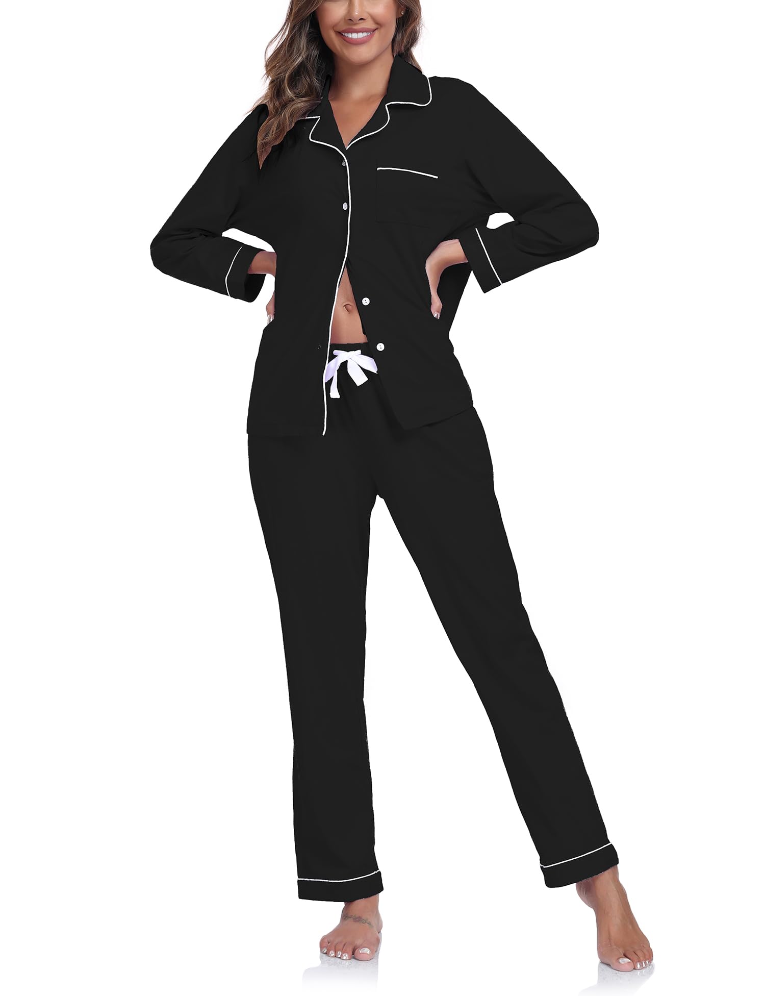 COLORFULLEAF Women's 100% Cotton Long Sleeve Pajama