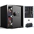 Grimtron Gun Safe for Handgun - (1.72 cu. ft.) Adult Multiple Pistol Safe 【Gun Organizer & Gun Rack】Money Safe Box with Silent Mode, Home Safe with Backlit Keypad, LED Light, Gun Vault for Anti-Rust