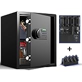 Grimtron Gun Safe for Handgun - (1.72 cu. ft.) for Multiple Pistol Rack & Door Organizer Money Box with Silent Mode, Home Saf