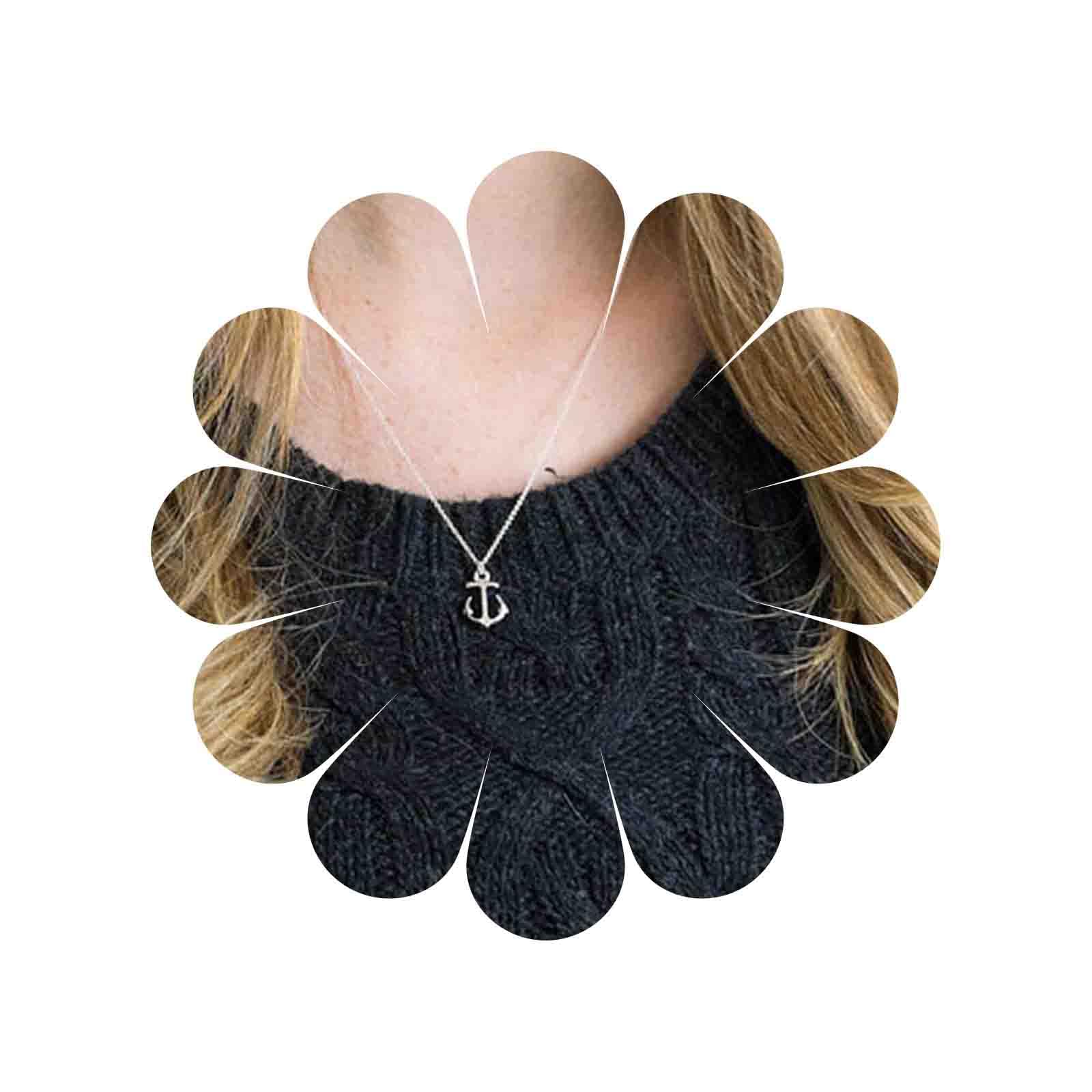 Yienate Boho Dainty Anchor Pendant Necklace Chain Simple Bohemian Personalized Charm Necklace Jewelry for Women and Girls (Silver)