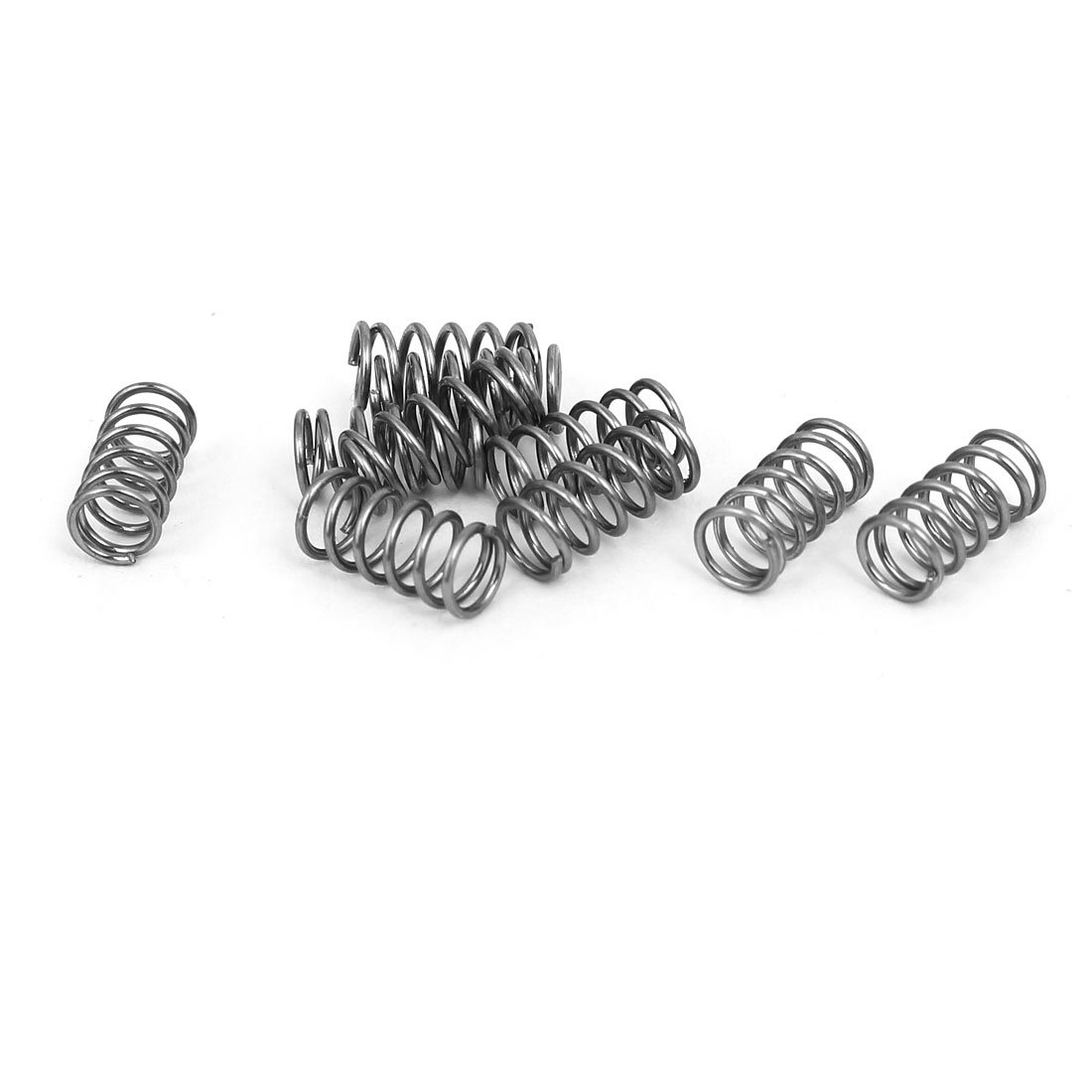 sourcingmap Compression Spring,304 Stainless Steel,5mm OD,0.6mm Wire Size,10mm Free Length,Silver Tone,10Pcs