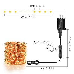 Moobibear LED String Lights 99ft UL Listed Plug in