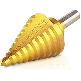 amoolo Titanium Step Drill Bit (10 Step), 1/4" to 1-3/8", High Speed Steel (HSS) 1/4" Hex Shank Unibit for Soft Metal Sheet, 