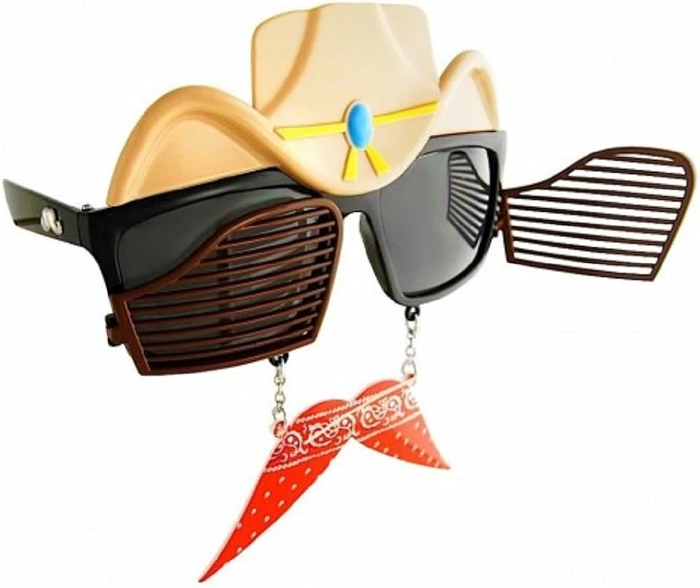 Costume Sunglasses Western Cowboy Sun-Staches Party Favors UV400