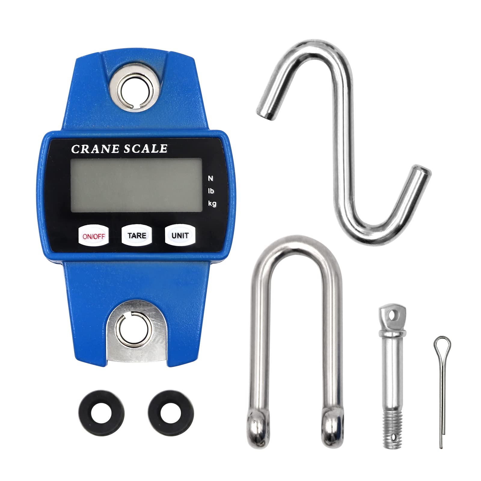 MUALROUS 300kg Mini Digital Crane Scale, 600lb Electronic Hook Hanging Scales Luggage Scale for Farm Hunting Fishing Outdoor (Blue)