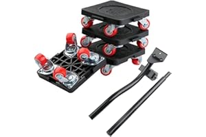 YWHWXB Heavy Duty Furniture Lifter with 4 Sliders and Crowbar,360°Rotation Wheels Furniture Mover Dolly 660 lb Load Capacity for Moving Sofa,Cabinet and Refrigerator(6 Pcs/Set)