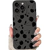 Lovmooful Compatible for iPhone 13 Pro Max Case Cute Cool Cherry Black Design for Girls Women Soft TPU Shockproof Protective Girly for iPhone 13 Pro Max-Cherry