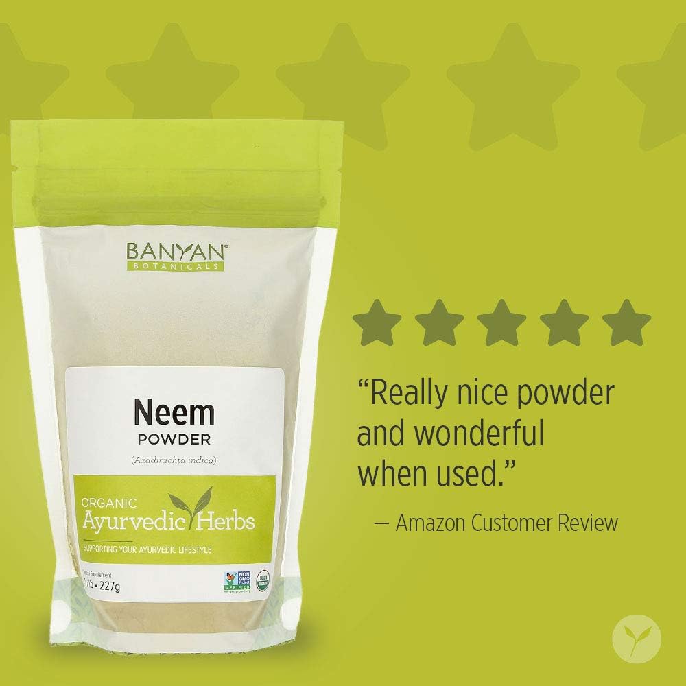 Banyan Botanicals Neem Powder – Organic Neem Leaf Powder – Azadirachta Indica – for Clear Complexion & Healthy Skin, Hair, Blood, Lymph, Liver & More* – 1lb. – Non-GMO Sustainably Sourced Vegan: Beauty