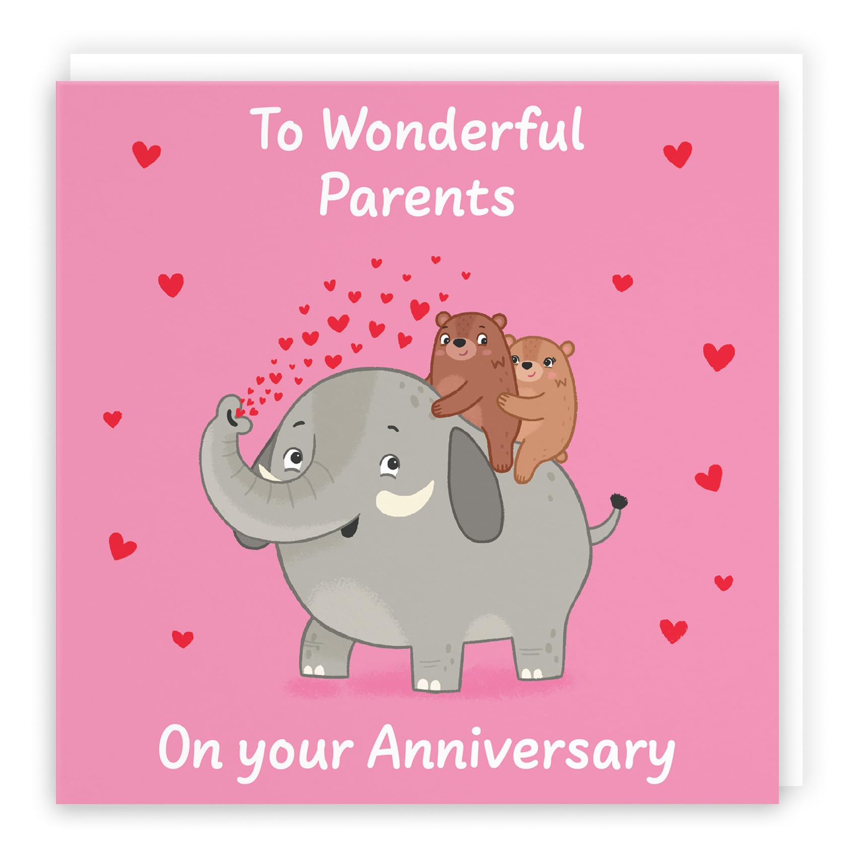 Hunts England - Cute Elephant Love Parents Anniversary Card - Fun Bears Anniversary Card - Love Story Collection