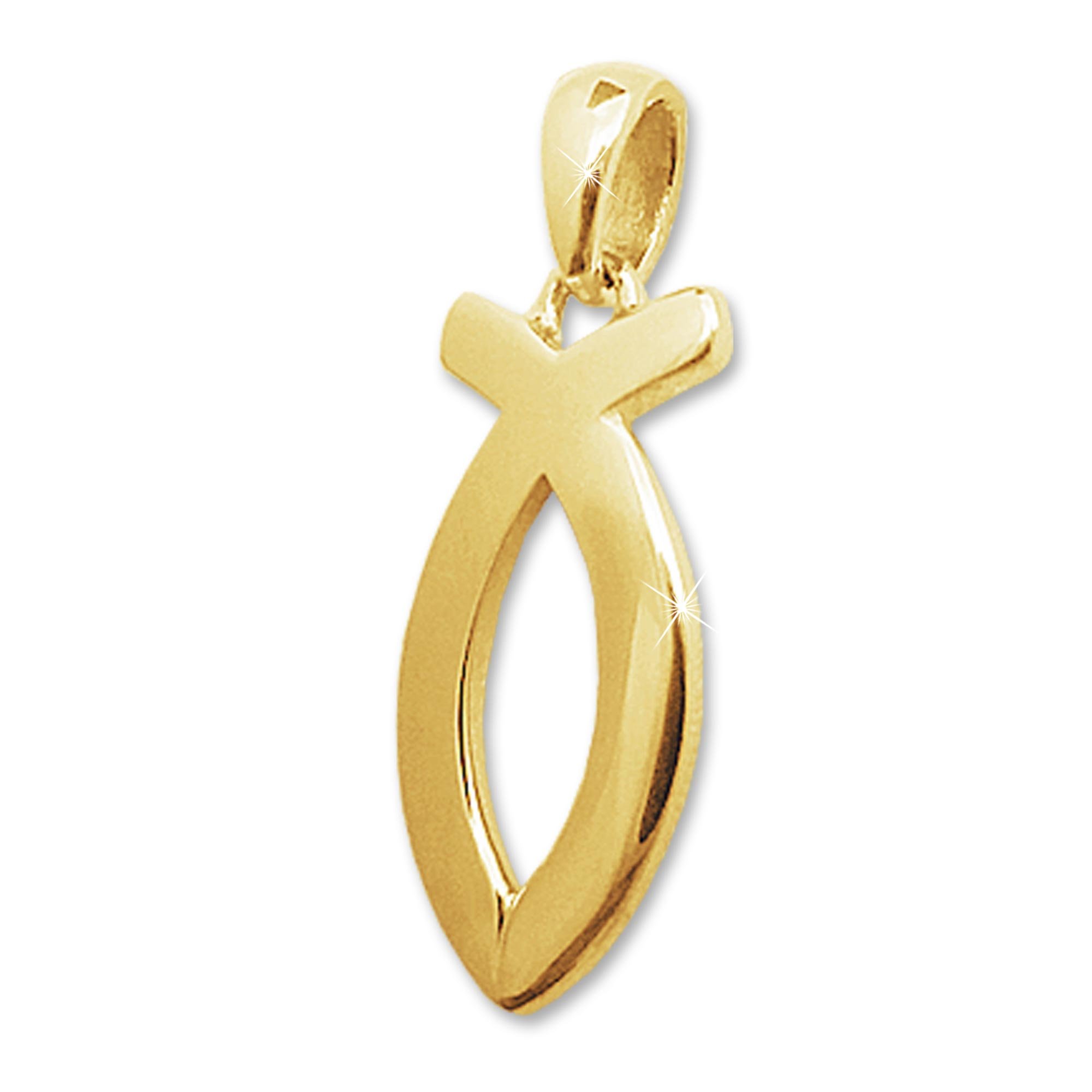 Clever Schmuck Golden women's Ichty pendant, 17 mm, Jesus fish symbol, shiny, 333 gold, 8 carat.