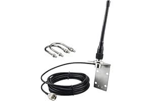 BOOBRIE VHF Marine Antenna 156-163MHz Boat Marine Radio Antenna 2-4dBi with PL259 Male Connector 5M RG58 Upgraded Coaxial Cab