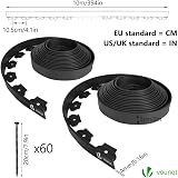 VOUNOT Lawn Edging 20m Kit with 60 Pegs 4mm Thick Black Garden Border view 3
