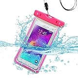 Samsung Galaxy Grand Prime G530 Case, Galaxy Grand Prime Waterproof Snowproof Dry Money Bag by iViva Hiking Boating Swimming Fishing (Hot Pink Lightning Waterproof)