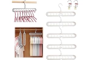 9 in 1 Smart Hanger Pro, 9 Holes Rotate Anti-Skid Folding Hanger, Magic Multiple Pants Hangers Space Saving, Sturdy Cascading