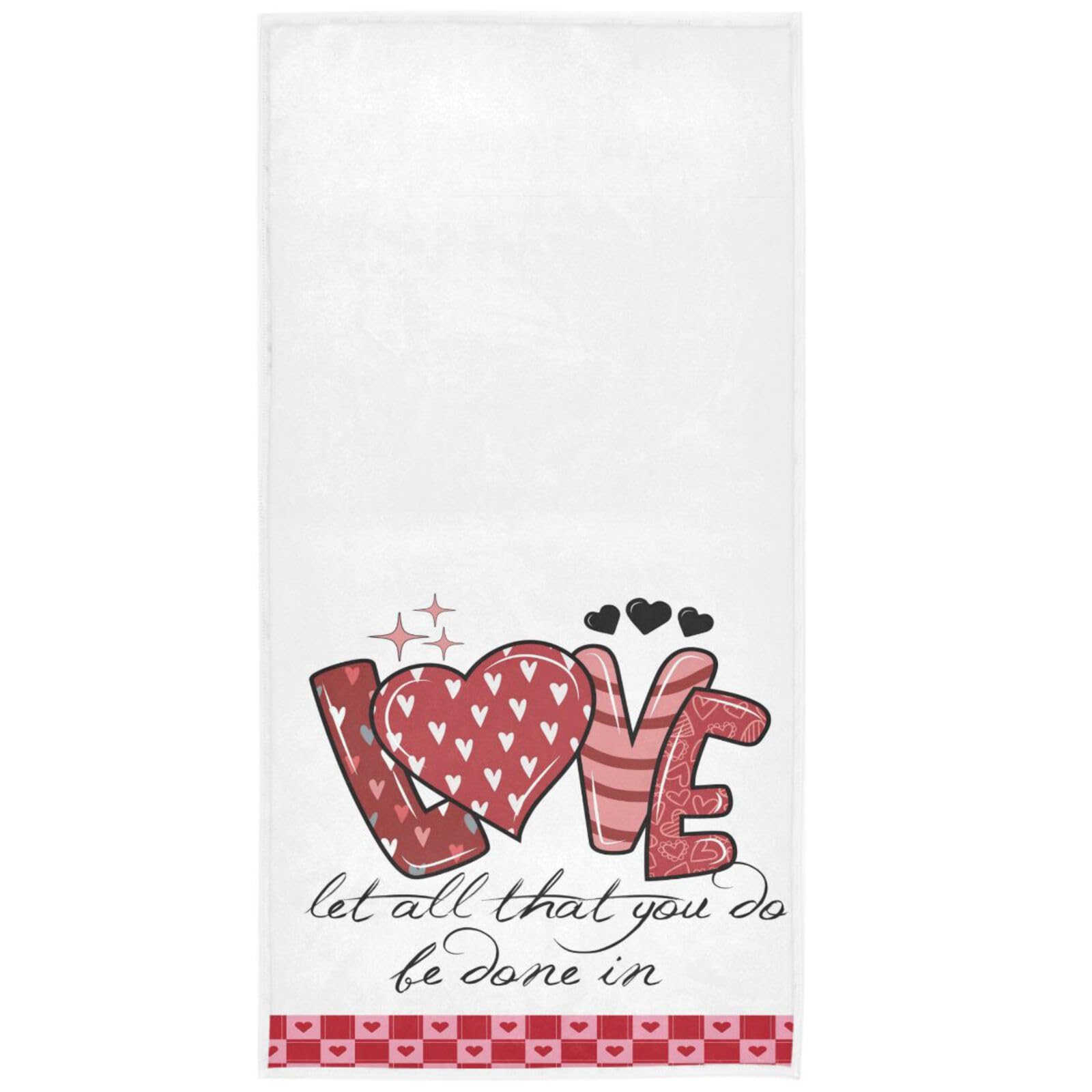 Pfrewn Rustic Love Heart Hand Towels Romantic Pink