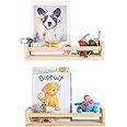 Wood Floating Nursery Shelves - Set of 2 -Wall Shelves for Bathroom Decor, Kitchen Spice Rack, or Book Shelf Organizer for Ba