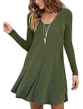 MOLERANI Women's Long Sleeve Casual Swing Simple T-Shirt Loose Dress