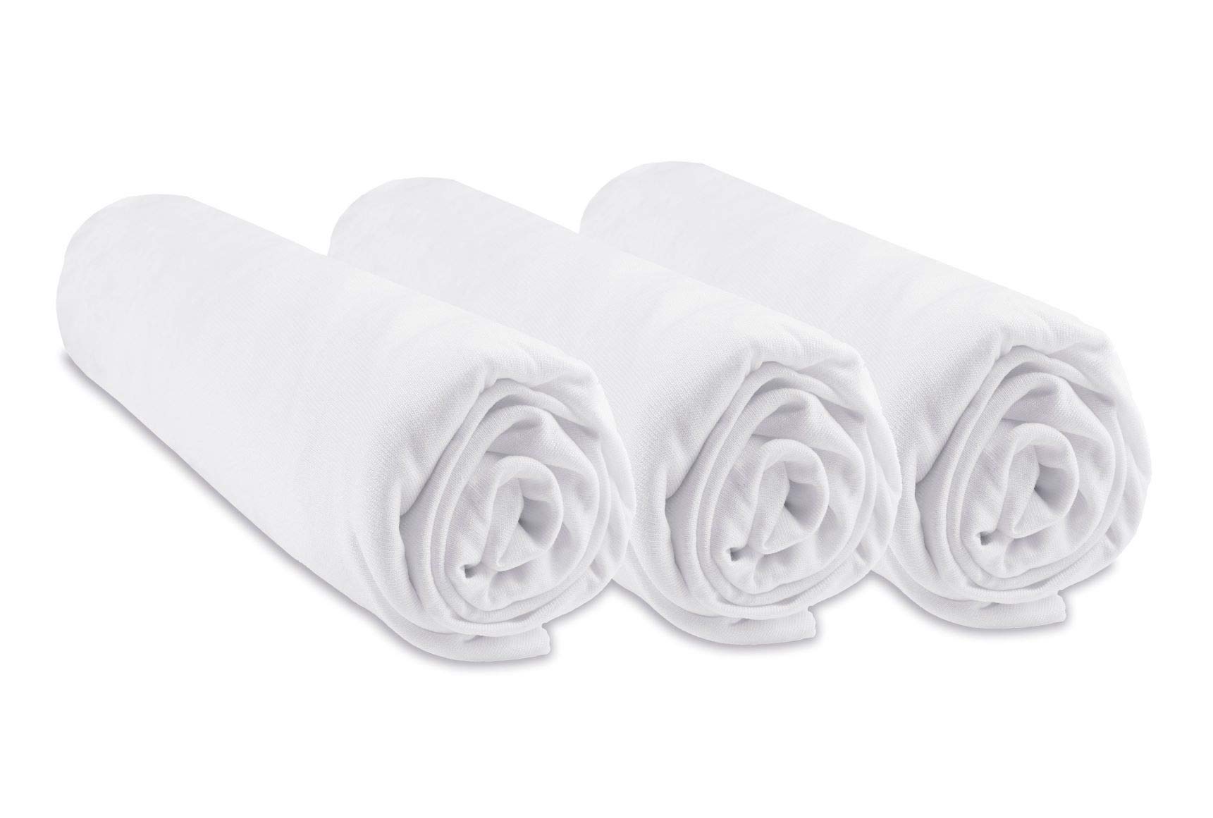 Lot de 3 Draps housse Bambou pour lit berceau 40x80 - 6 coloris disponibles (Blanc)