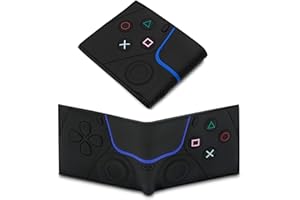 BYTHEVOID Boy Wallets for 6-8/7-10/9-12/12-14 Kids,Man,Teen Bifold Wallet with Card Slots and Coin Pocket Gamepad Silicone And PU Leather Surface Video Game Wallet in Black