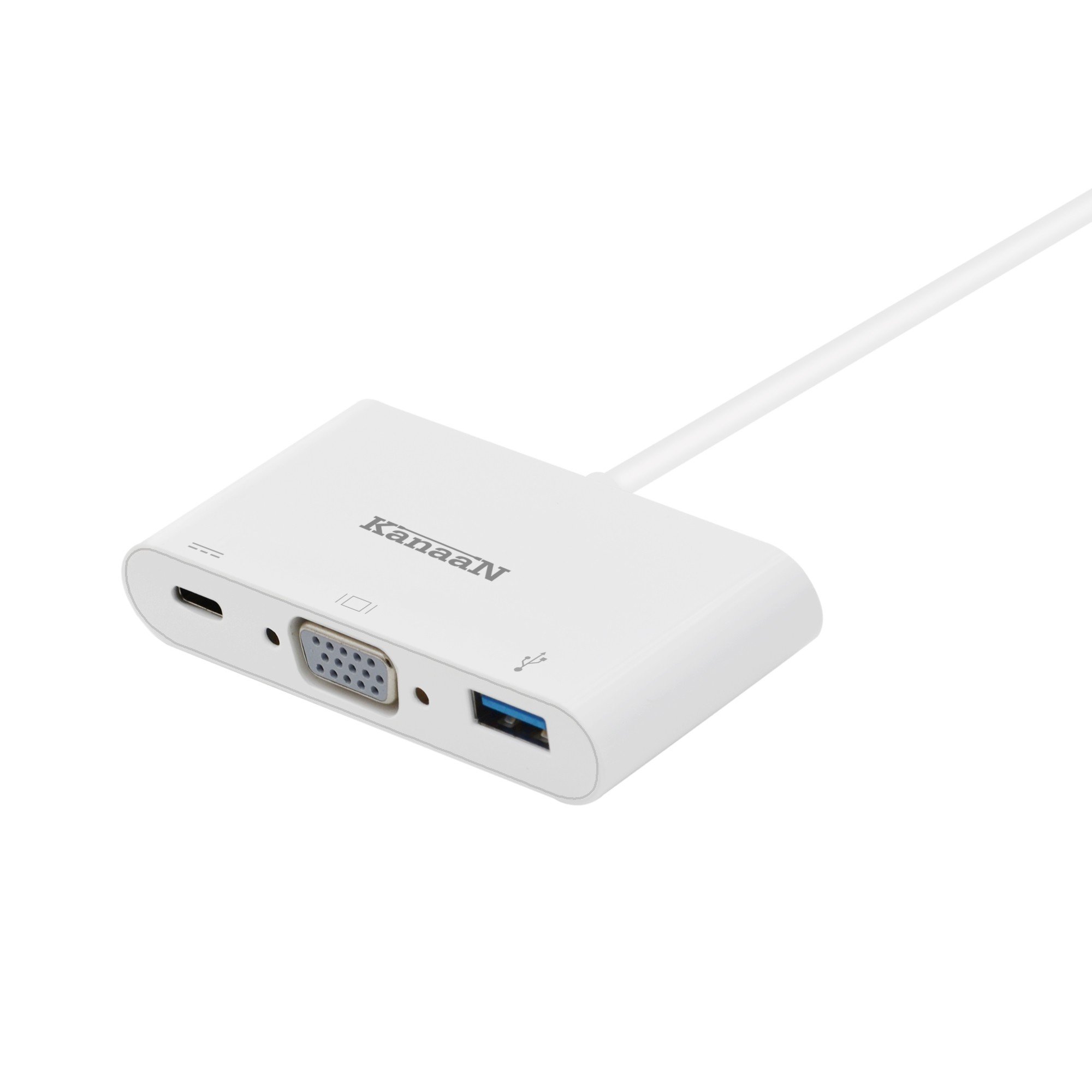 KanaaN USB-C VGA Multiport Adapter for MacBook 12'' (pre March 2016), Chomebook Pixel 2015 | Charging function | VGA and USB connection