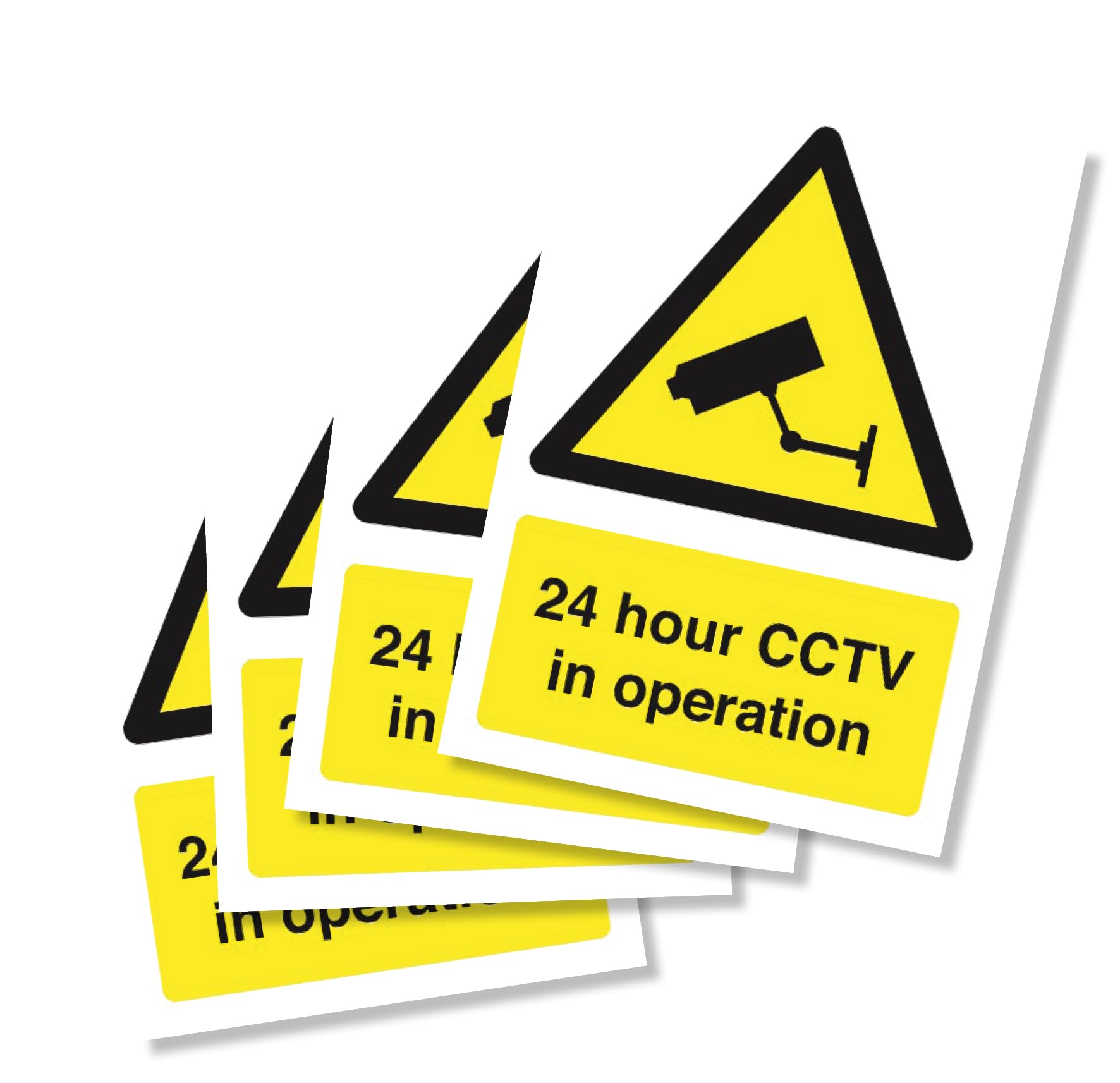 CCTV in Operation - Pack of 4 - Safety Sign - Security Camera Warning Triangle - Closed Circuit TV - Warning Safety - A4 210mm x 297mm 3mm Foamex - Outdoor or Indoor Use - Punkcards