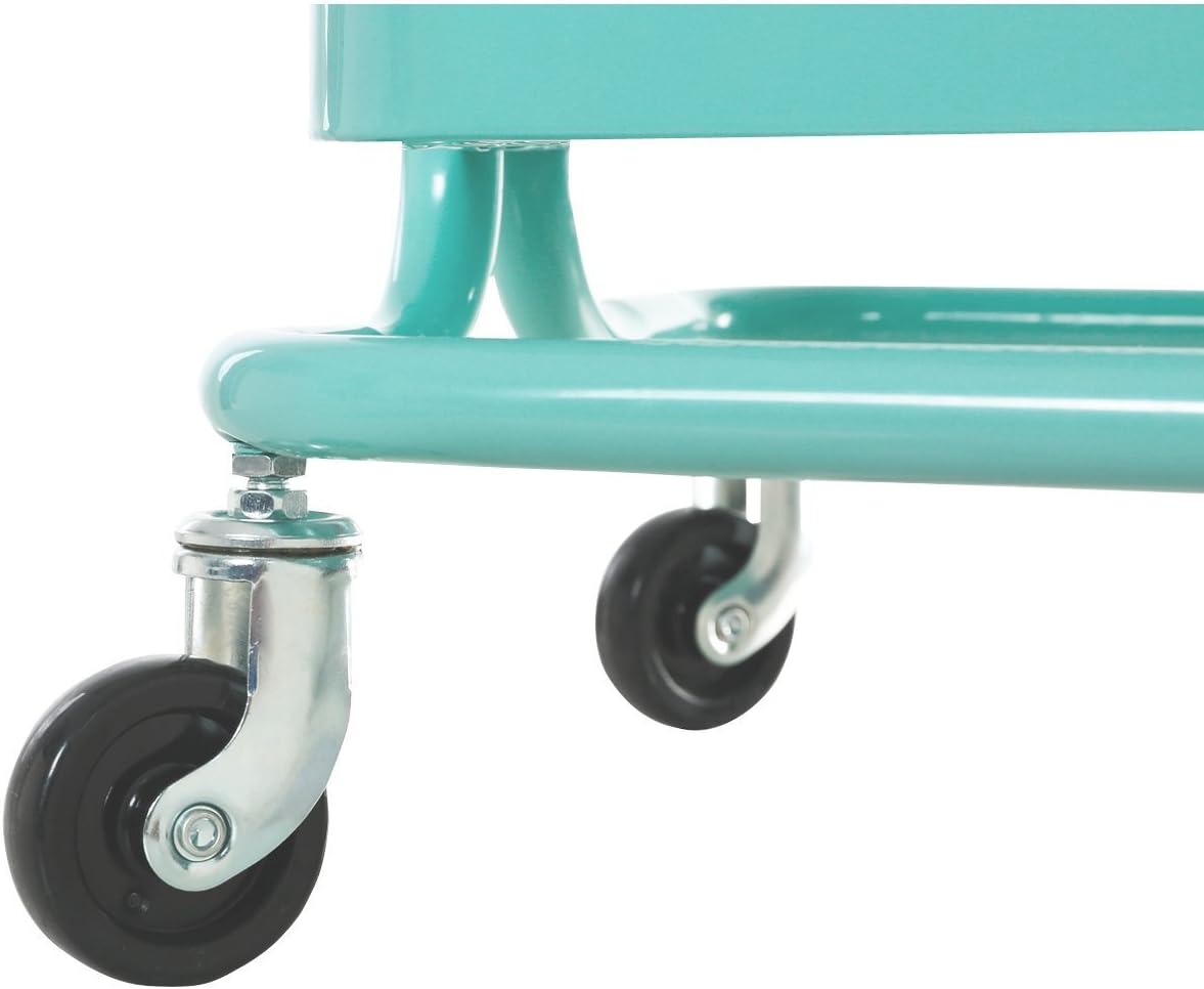 HollyHOME 3-Tier Metal Utility Service Cart Rolling Storage Shelves with Handles, Blue Storage Utility Cart : Office Products