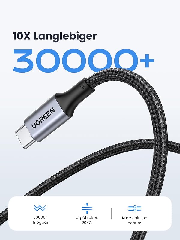 USB C Kabel 100W Ladekabel USB-C PD 3.0 Schnellladekabel