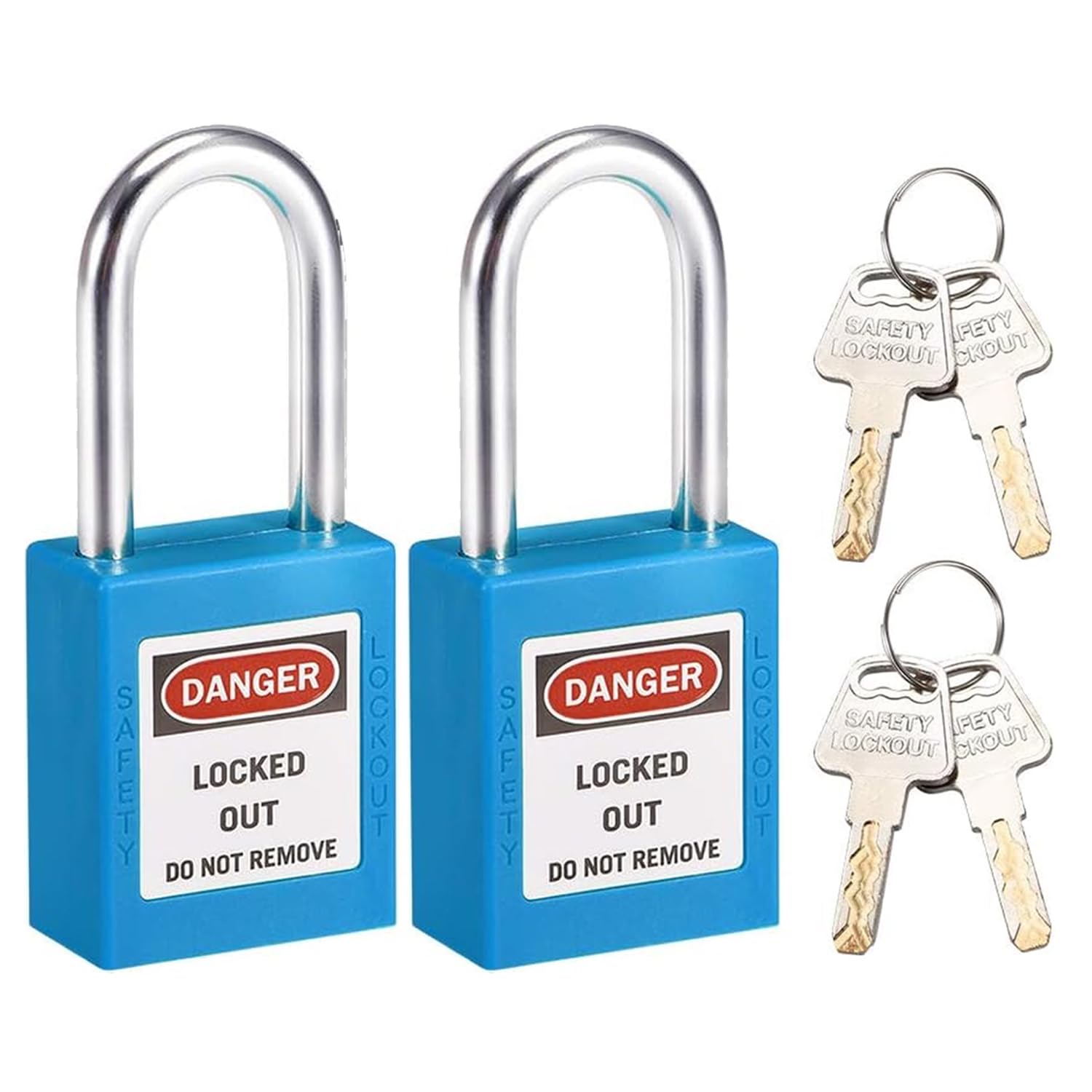MroMax Lockout Tagout Lock, Safety Padlock Keyed Differently,Loto Security Padlock Steel Shackle Blue Padlock for Lock Out Tag Out 2Pcs