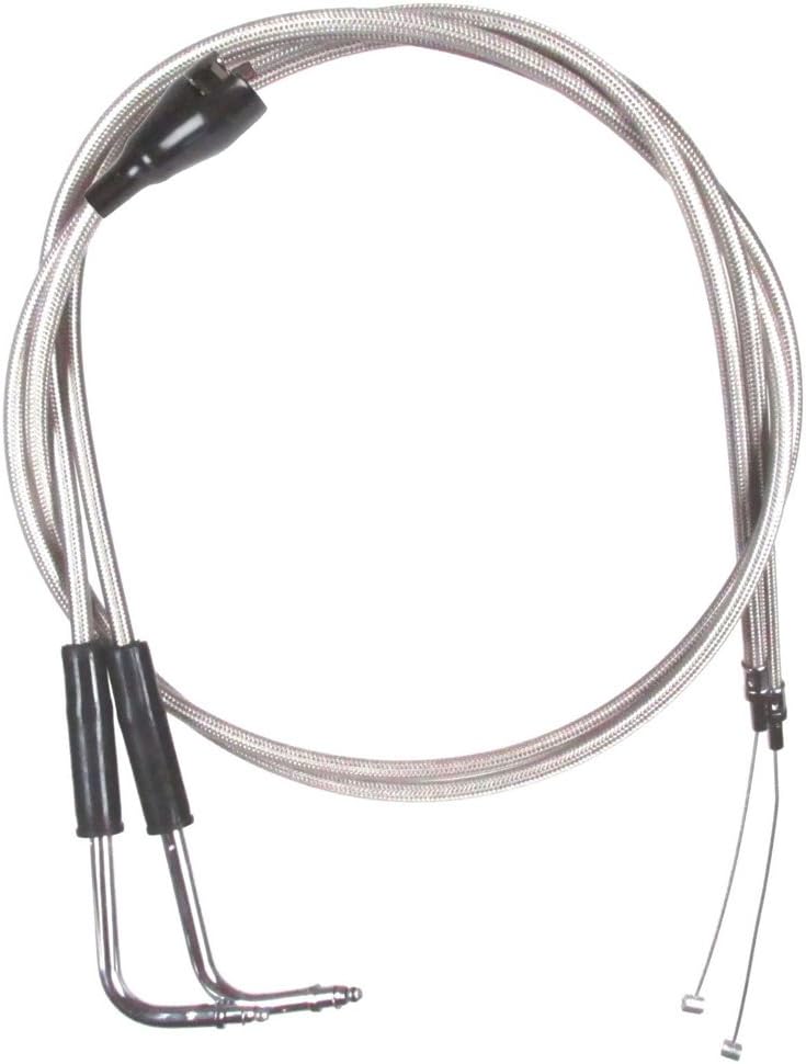 Stainless Braided +6" Throttle Cable Set for 2002-2007 Harley Electra Glide FLHTCI, Ultra Classic FLHTCU/I w/Cruise - HC-66-0378-0376-EGU
