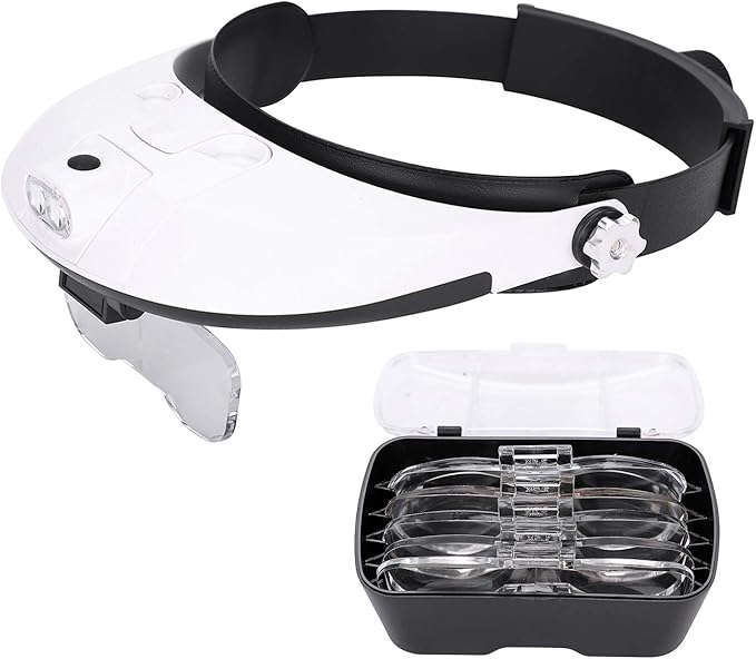 Head Mounted Magnifier Hands Free Magnifying Glass with LED Light