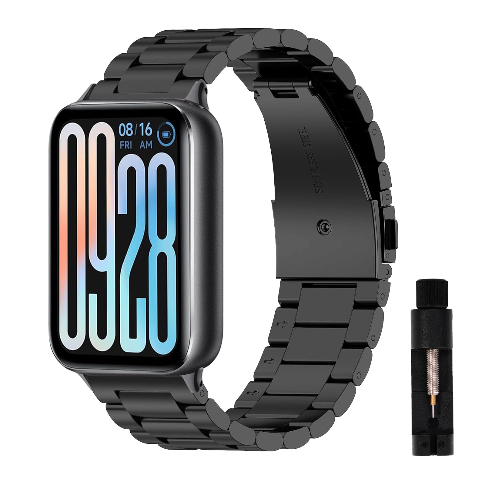 SeNool Metal Straps for Xiaomi Smart Band 9 Pro/Smart Band 8 Pro, Men Women Stainless Adjustable Replacement Watch Bands for Xiaomi Redmi Watch 6 / Redmi Watch 5 / Redmi Watch4 - Black