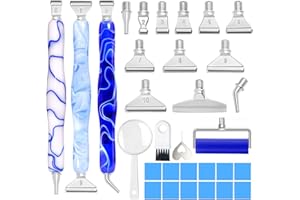 Praise V Do Ergonomic Diamond Painting Art Drill Bead Dot Pen Kit with Screw Steel Silver Metal Tip Nibs Placers Roller Tool Accessories for 5D Diamond Paint Blue