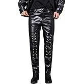 Idopy Men`s Rock Steampunk Gothic Lace Up Cosplay Party PU Leather Pants