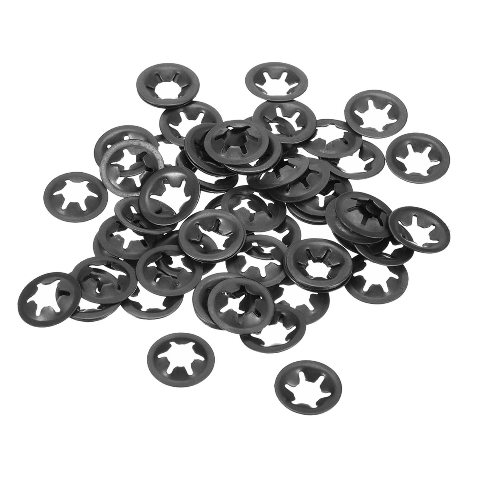 Kozelo 60pcs Internal Tooth Star Washers - [ M5 x 14mm O.D. ] Quick Speed Star Locking Washers Assortment Kit for Machinery Furniture Car Use | 65Mn Black Oxide Finish — image 1