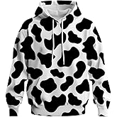 Rebaike Novelty Long Sleeve Hoodie Funny Fashion Cow Graphic Sweatshirts