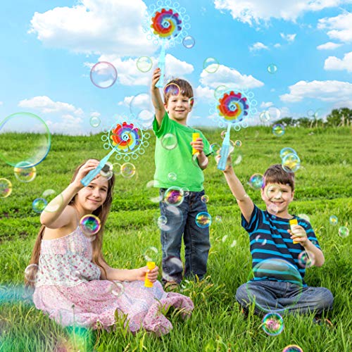 B bangcool Pinwheel Bubble Wand Set, Wind Spinner Bubble Blowing Toy Windmill Bubbles Maker for All Age Kids & Adults