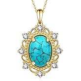 Naxidaze Genuine Turquoise Necklaces for Women 925 Sterling Silver Turquoise Necklace Vintage Western Nature Gemstone Real Turquoise Jewelry for Women