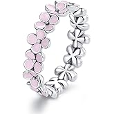 MUNDELL 925 Sterling Silver Dainty Daisy Rings Blue Flower Finger Rings for Women Stacking Promise Rings Fine Jewelry