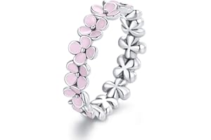 MUNDELL 925 Sterling Silver Dainty Daisy Rings Blue Flower Finger Rings for Women Stacking Promise Rings Fine Jewelry