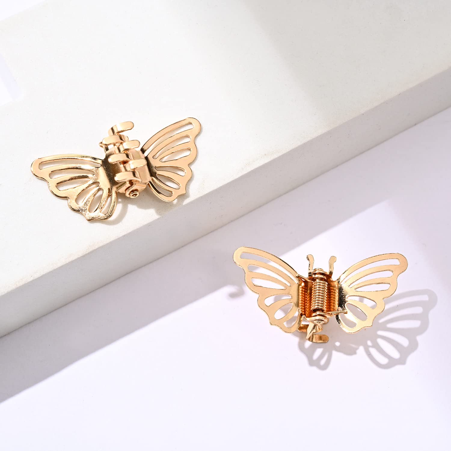 Pack of 10 Butterfly Hair Clips, Mini Hair Clips, Metal Hair Clips, Non-Slip Hair Clip, Non-Slip Handle, Small Jaw Clips for Girls and Women, Gold