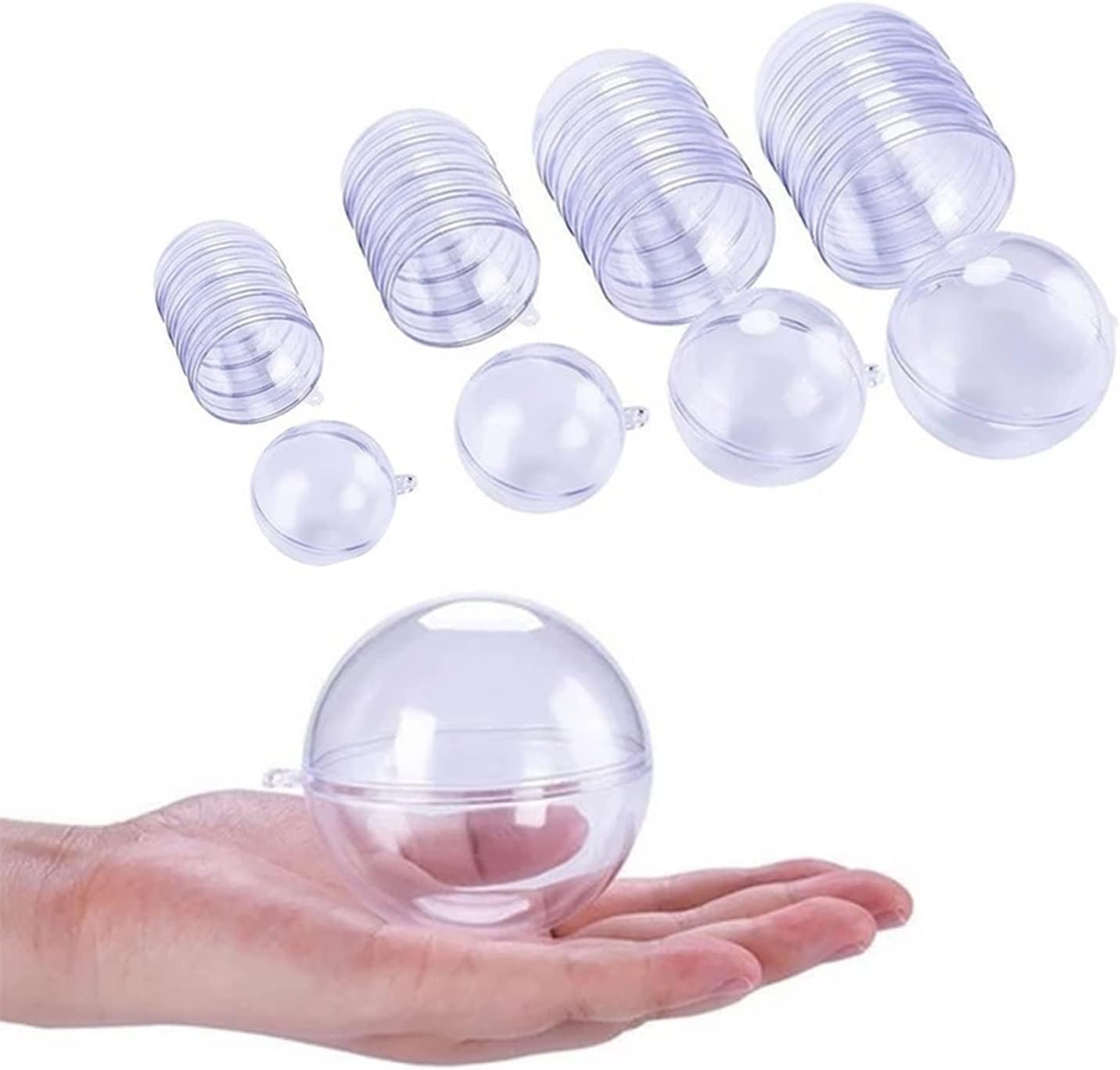 DAWRIS 40Pcs Clear Plastic Fillable Baubles, 3/4/5/6cm Glass Christmas Tree Decorations