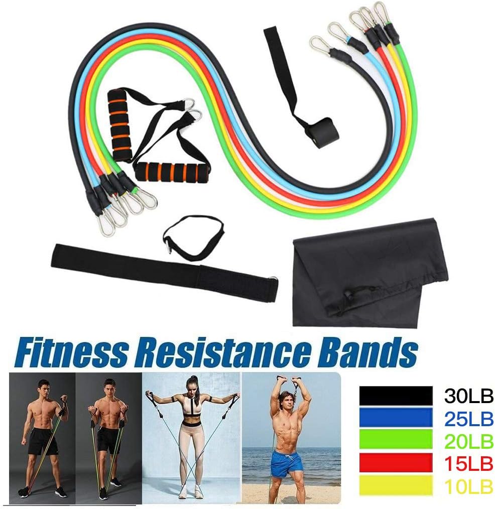 Exercise Resistance Bands and Workout Fitness Set, Tiggrioe Premium TPE Exercise Bands, Resistance Loop Bands Gym Equipment for Men/Women, Fitness Band for Home Gym Strength Training, Yoga